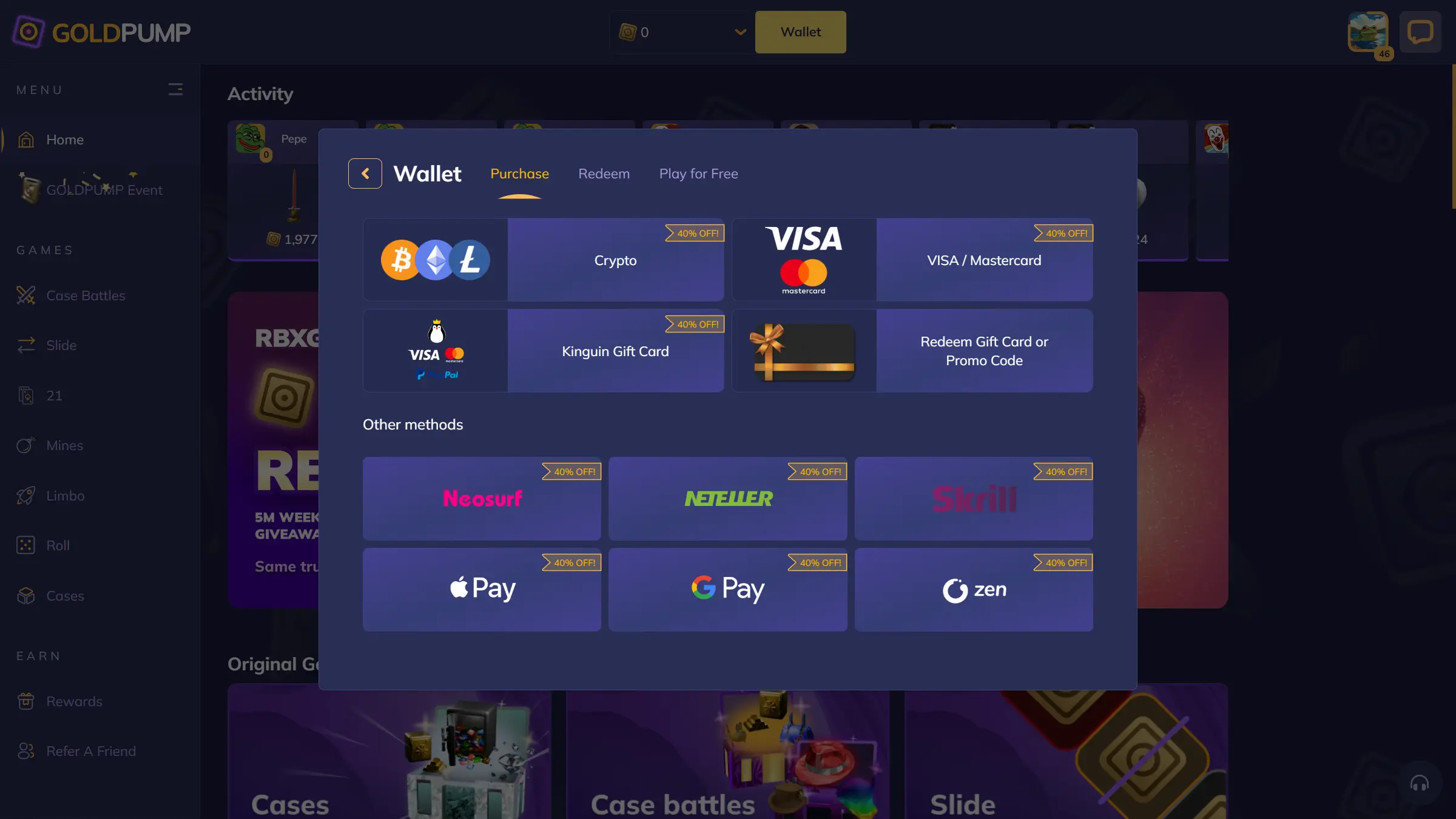 Goldpump deposit screenshot