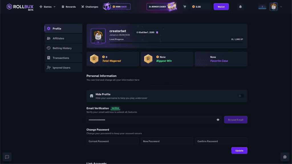 Rollbux profile screenshot