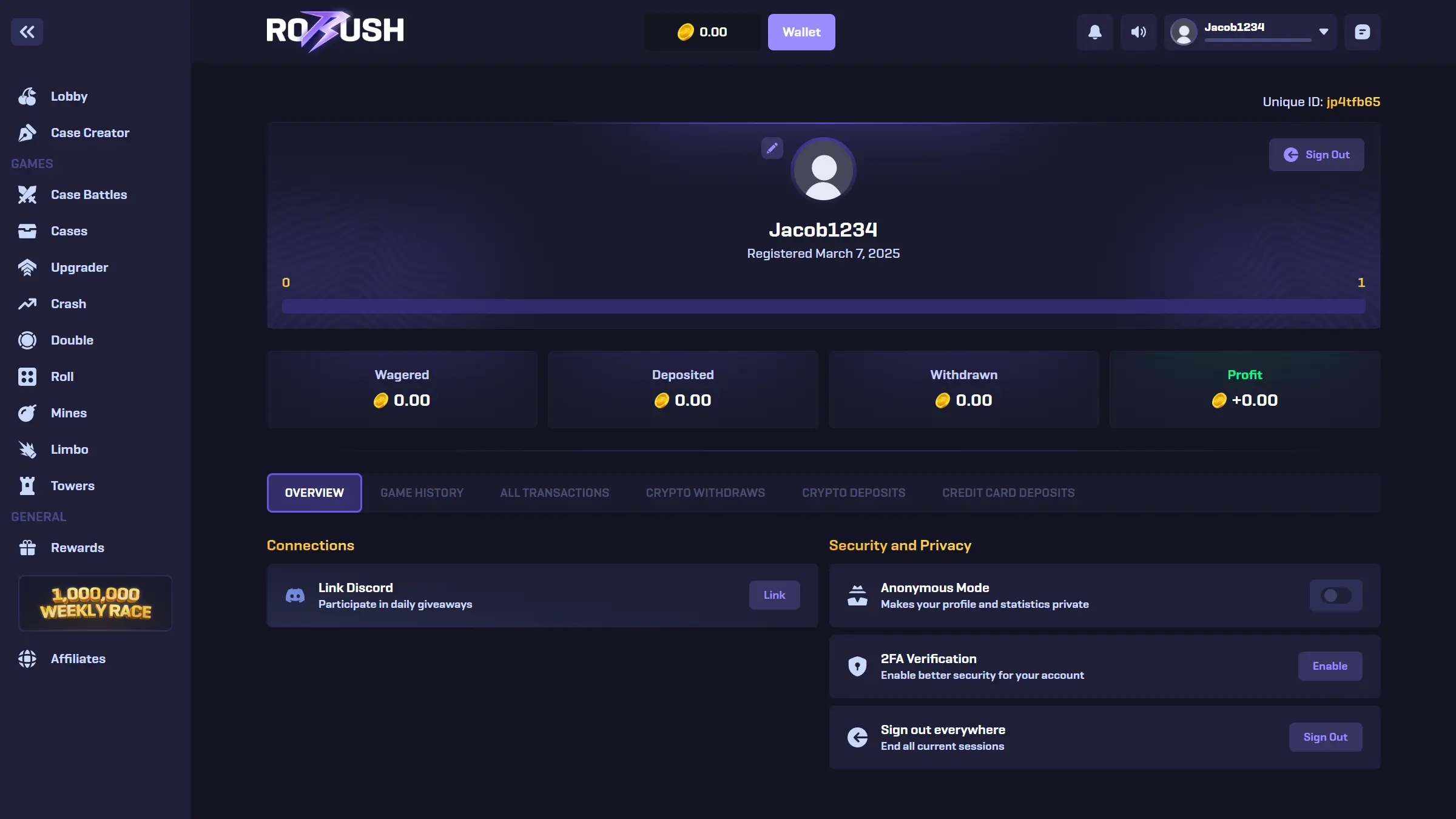 RoRush profile screenshot